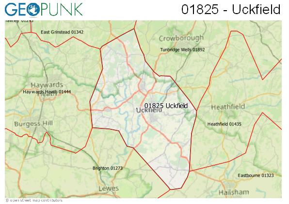 Map of the Uckfield area code