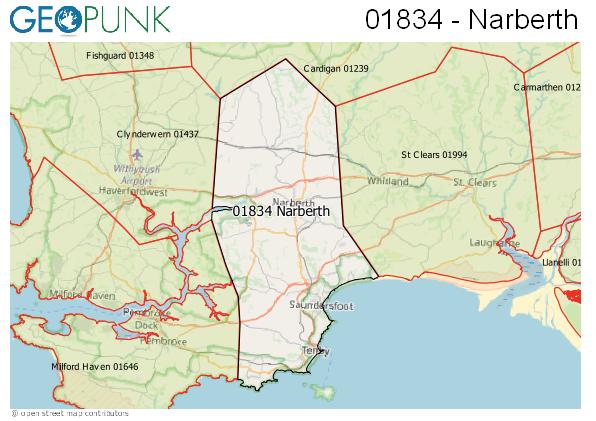 Map of the Narberth area code