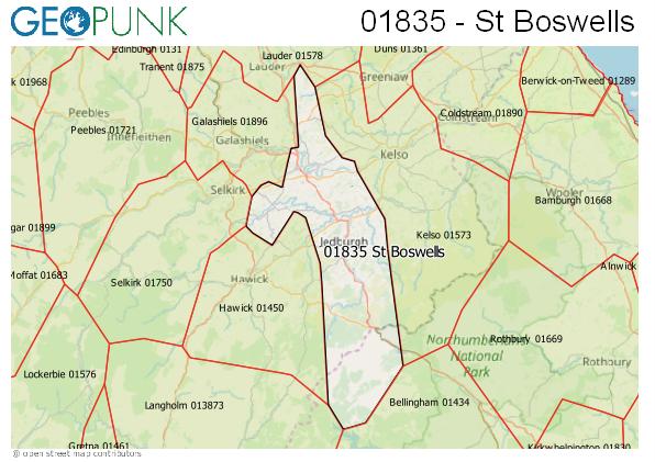 Map of the St Boswells area code