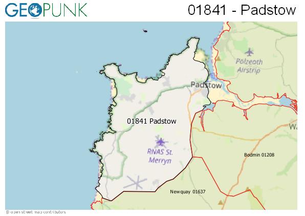 Map of the Newquay area code