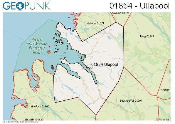 Map of the Ullapool area code