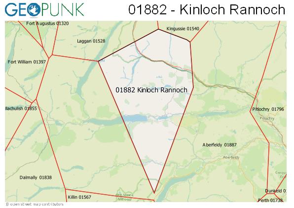 Map of the Kinloch Rannoch area code