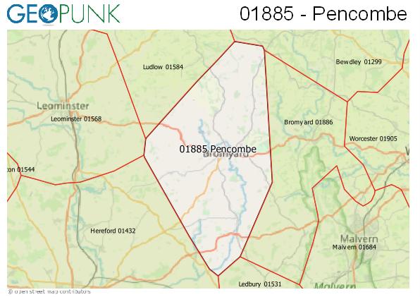 Map of the Pencombe area code