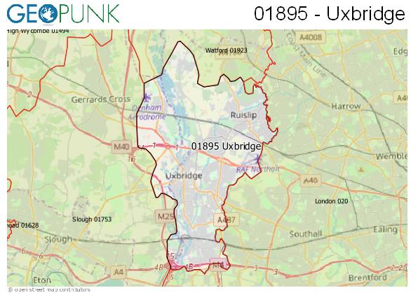 Map of the Uxbridge area code