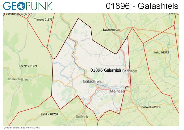 Map of the Galashiels area code