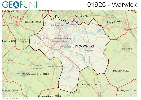 Map of the Warwick area code