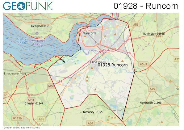 Map of the Runcorn area code