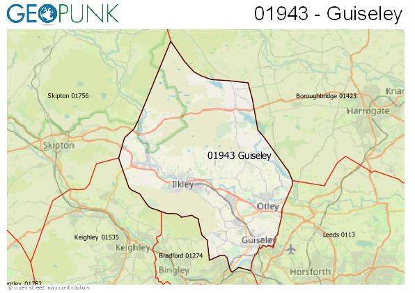 Map of the Guiseley area code