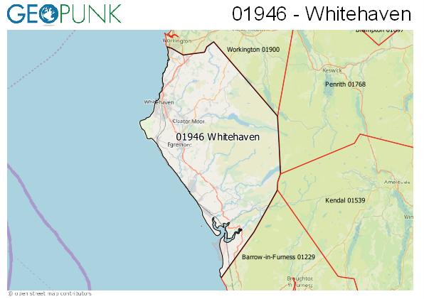 Map of the Whitehaven area code