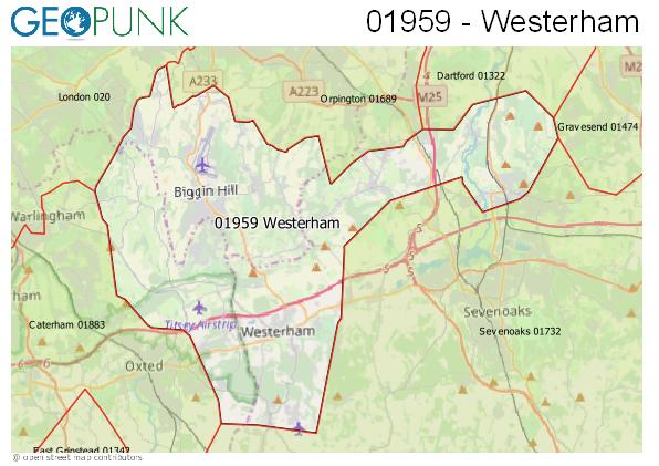 Map of the Westerham area code