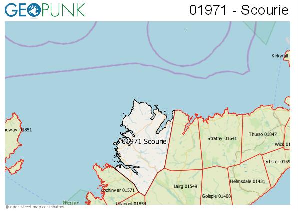 Map of the Scourie area code