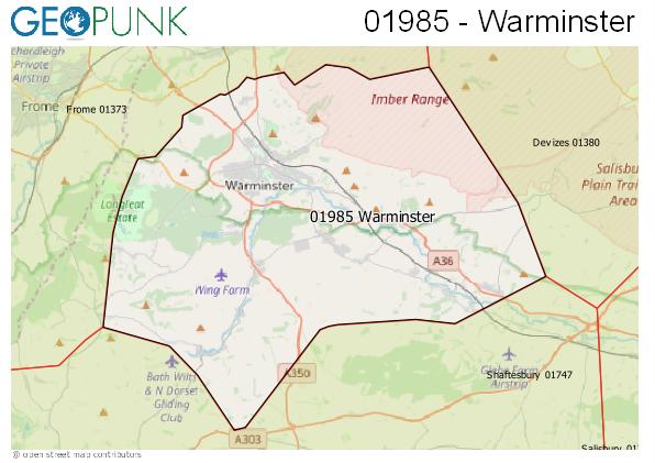 Map of the Warminster area code
