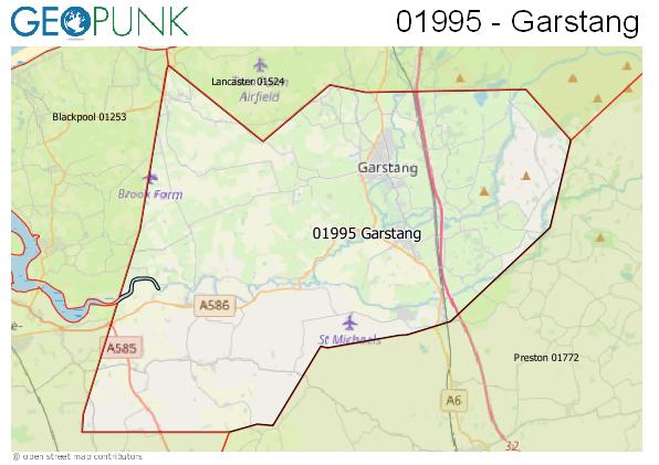Map of the Garstang area code