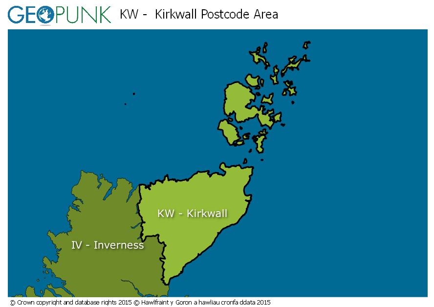 map of the KW  Kirkwall postcode area