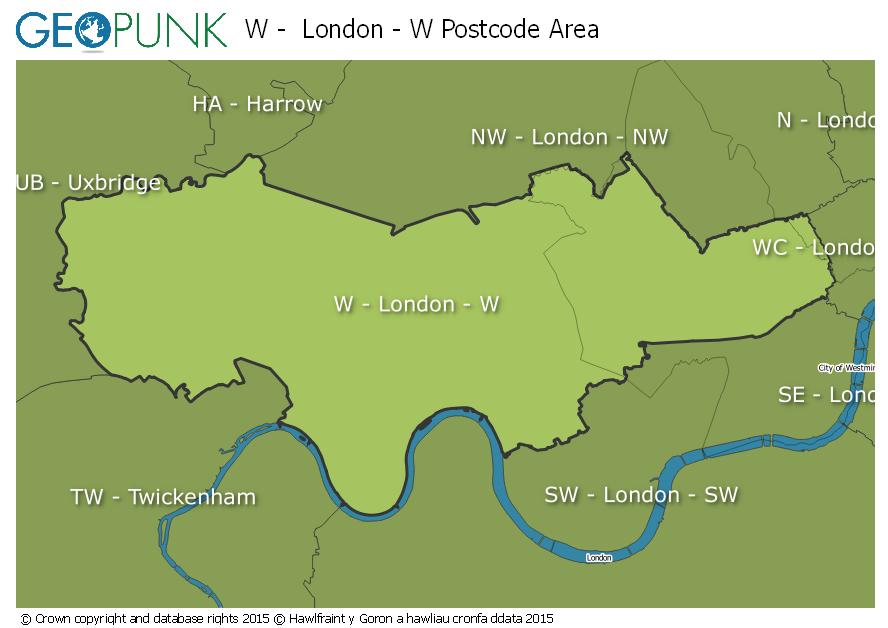 map of the W  London - W postcode area